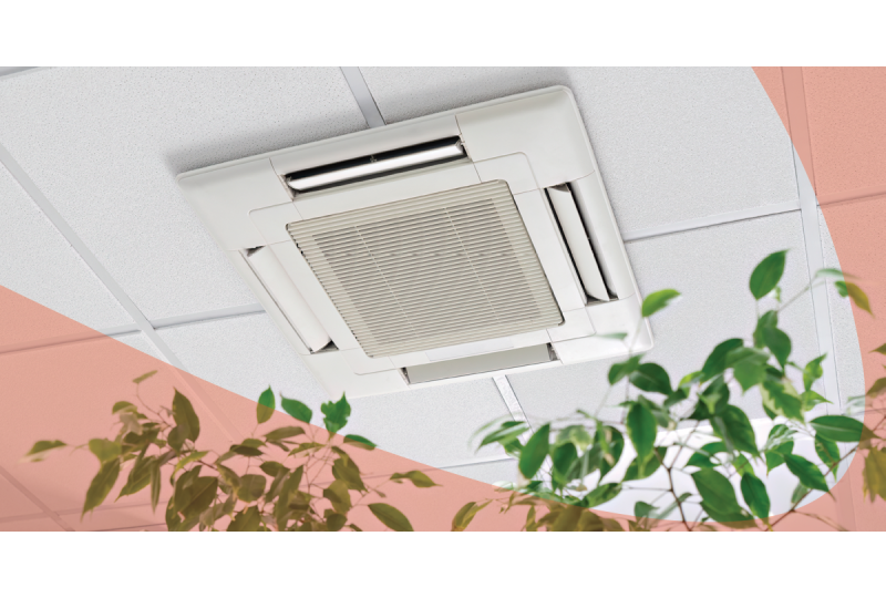 Ceiling air conditioner vent pushing indoor air
