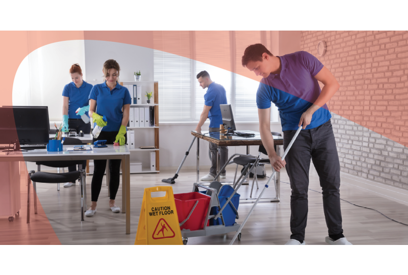 Cleaning team using quality cleaning supplies