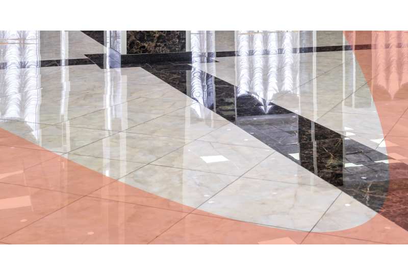 Shiny tile flooring in commercial building 