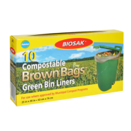 Biosak™ Compostable Green Bin Liners - Brown 25"x30" 10/BX