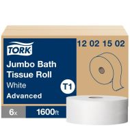 Tork® T1 Advanced Jumbo Bath Tissue Roll - White 2-Ply 6x1600'