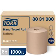 Tork® H80 Hand Towel Roll - Natural Tan 1-Ply 6x1000’