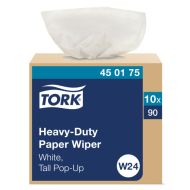 Tork® W24 Pop-up Box Heavy-Duty Paper Wiper - White 10x90 Sheets