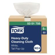 Tork® W24 Pop-Up Box Heavy-Duty Cleaning Cloth - White 1-Ply 5x80 Sheets