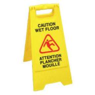 Caution Wet Floor Safety Sign - Yellow 12"x24"