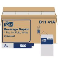 Tork® 1/4 Fold Beverage Napkin - White 8x500 Sheets