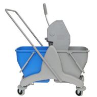 NuFiber Down-Press Double Mop Bucket - Grey/Blue