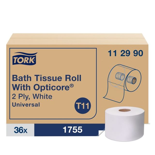 Tork OptiCore® T11 Toilet Paper Roll - White 1-Ply 36x1755 Sheets