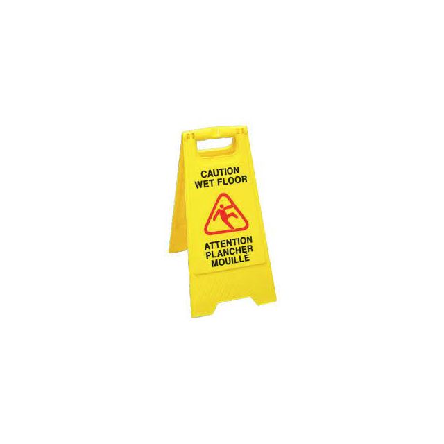 Product Caution Wet Floor Safety Sign - Yellow 12"x24"